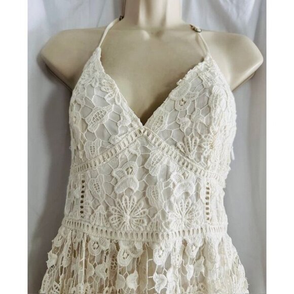 Hollister Baby Doll Embroidered Laced Floral Sweetheart Neck Backless Dress XS - Picture 3 of 9